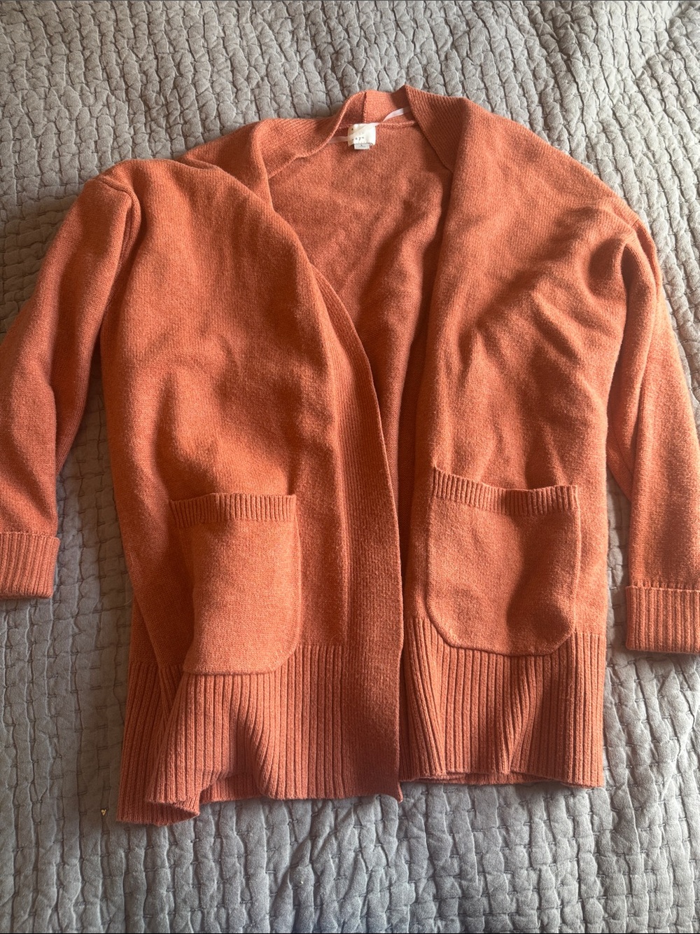 a new day Open-Front Cardigan Sweater in Warm Coral-Orange